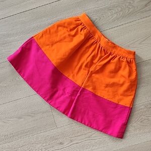 Kate Spade Colorblock Canvas Cotton Bright Orange & Pink Skirt, Youth 10